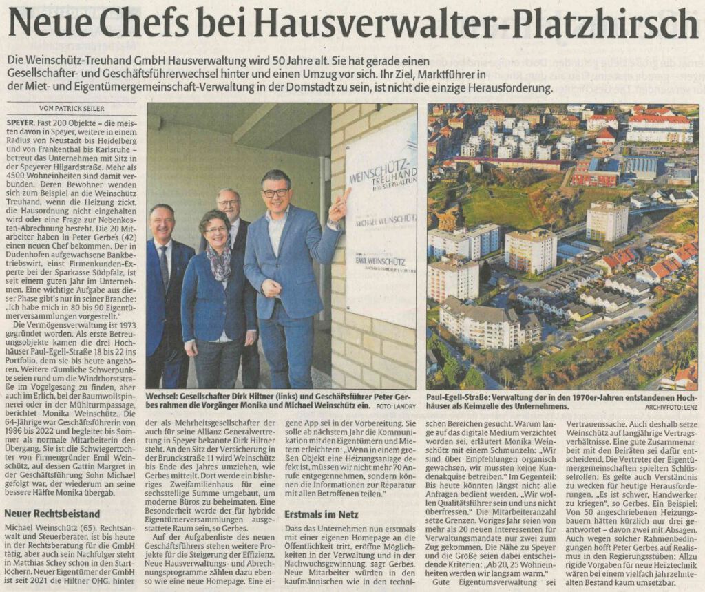 Weinschütz-Presseartikel aus der Rheinpfalz vom 23. März 2023